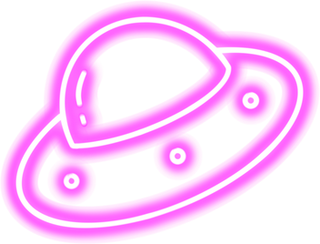 Pink neon ufo icon